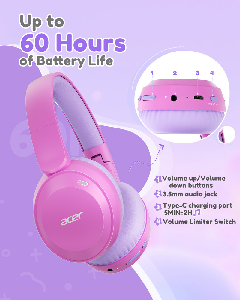 에이서 OHR668 키즈용 블루투스 6.0 헤드폰, 8 - Anc Wireless Over Ear Headphones 리뷰 및 가격